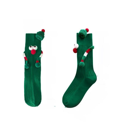 Avelena | Weihnachts-Haltende-Hände-Socken - Elastische Cartoon-Socken Perfektes Lustiges Feiertagsgeschenk für den Winter
