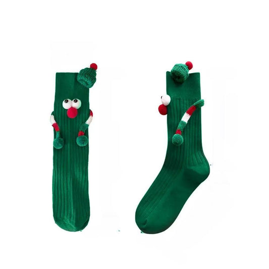 Avelena | Weihnachts-Haltende-Hände-Socken - Elastische Cartoon-Socken Perfektes Lustiges Feiertagsgeschenk für den Winter