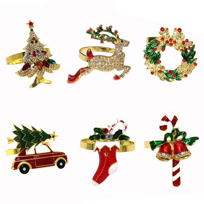 Avelena | Weihnachtsserviettenringe – Funkelnde Reh- und Baumkranzhalter für festliche Hochzeiten & Feiertags-Tischdekoration