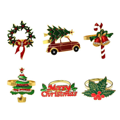 Avelena | Weihnachtsserviettenringe – Funkelnde Reh- und Baumkranzhalter für festliche Hochzeiten & Feiertags-Tischdekoration