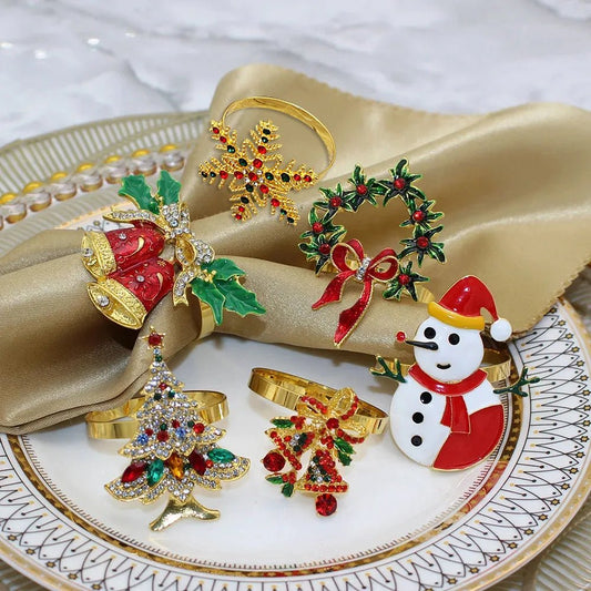 Avelena | Weihnachtsserviettenringe – Funkelnde Reh- und Baumkranzhalter für festliche Hochzeiten & Feiertags-Tischdekoration