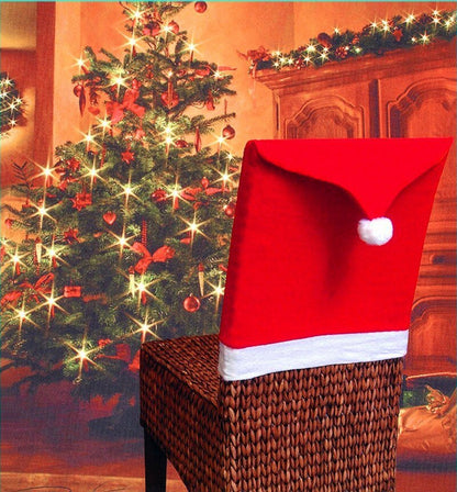 Avelena | Weihnachtsmann-Hut Stuhlbezüge - Feste Stuhl Eleganz - 4-teiliger Satz