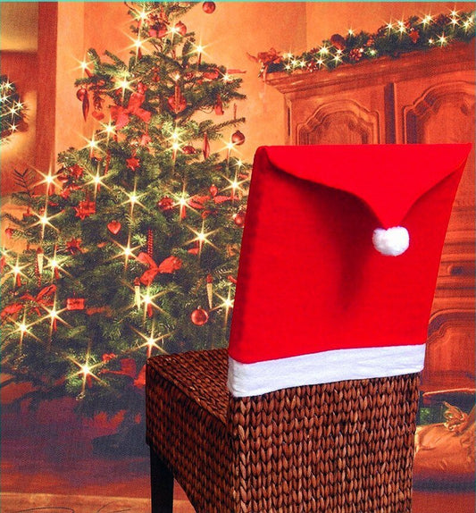 Avelena | Weihnachtsmann-Hut Stuhlbezüge - Feste Stuhl Eleganz - 4-teiliger Satz
