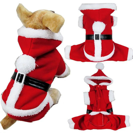 Avelena | Weihnachtsmann-Anzug für Hunde – Gemütliches Weihnachtsoutfit mit Kapuze für festliche vierbeinige Freunde
