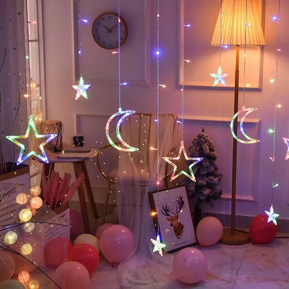 Avelena | Weihnachtslichterkette - LED Sternenvorhang Feenlichter Weihnachtsdekoration