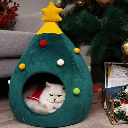 Avelena | Weihnachtsbaum Haustierbett / Zelt – Warmes Winterzelt für Hunde & Katzen, Perfekt für den Komfort und Stil der Feiertage