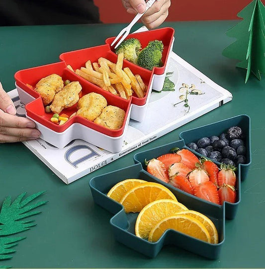 Avelena | Weihnachtsbaum-Form Snackteller - Set von 4 – Perfekt für Süßigkeiten, Nüsse, Früchte und Desserts bei Partys und Feiertagen
