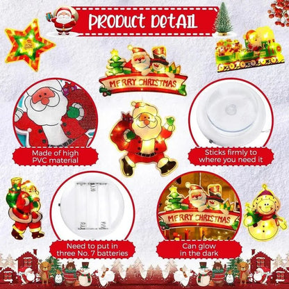 Avelena | Weihnachtsfensterhängelichter - Batteriebetriebene erleuchtete Weihnachtsdekorationen