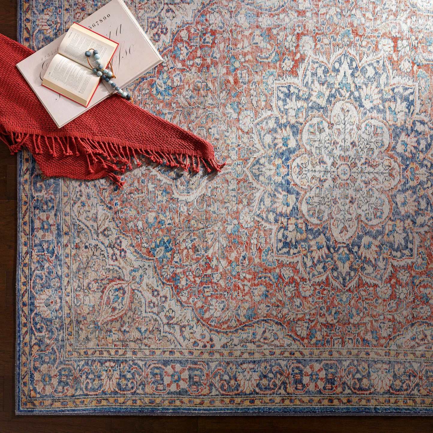 Avelena | Gebrauchte Rote und Blaue Waschbare Teppich