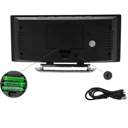 Avelena | LED-Beleuchtung großes digitales Display | Gebogene LED Digitalwecker - Amedea