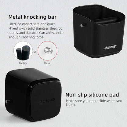 Avelena | Kaffeebohnen Knock Box Quadrat Abnehmbare Knock Bar und rutschfester Boden
