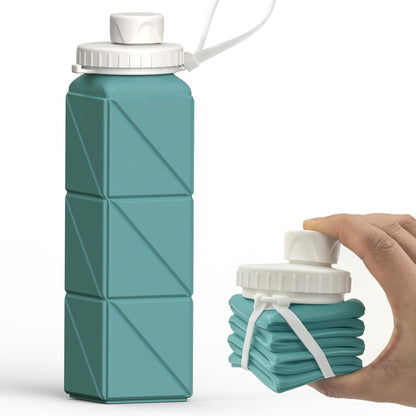 Avelena | Zusammenklappbare Silikonflasche – 610ml, Auslaufsicher & Tragbar