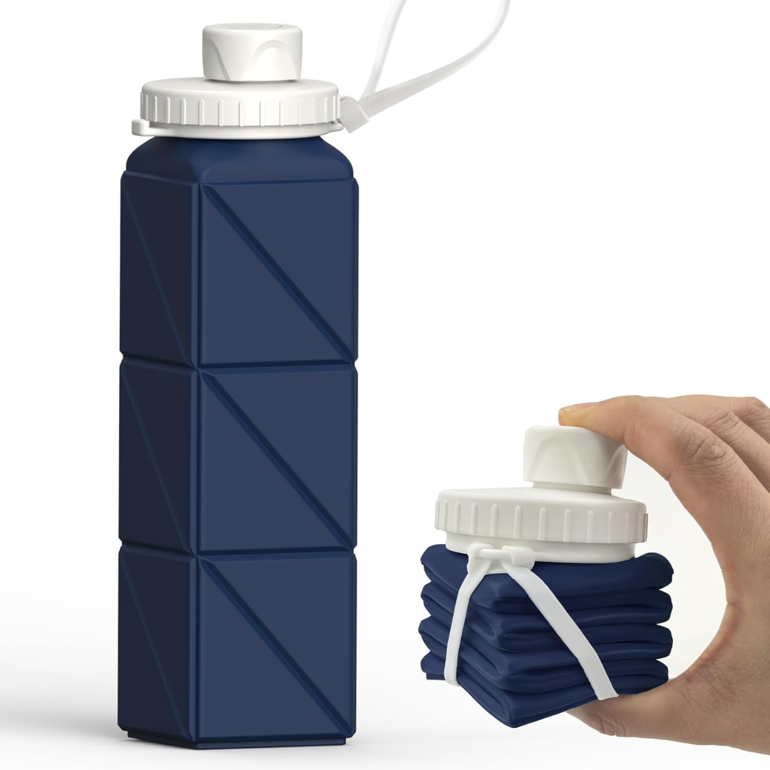 Avelena | Zusammenklappbare Silikonflasche – 610ml, Auslaufsicher & Tragbar