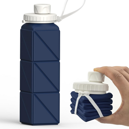 Avelena | Zusammenklappbare Silikonflasche – 610ml, Auslaufsicher & Tragbar