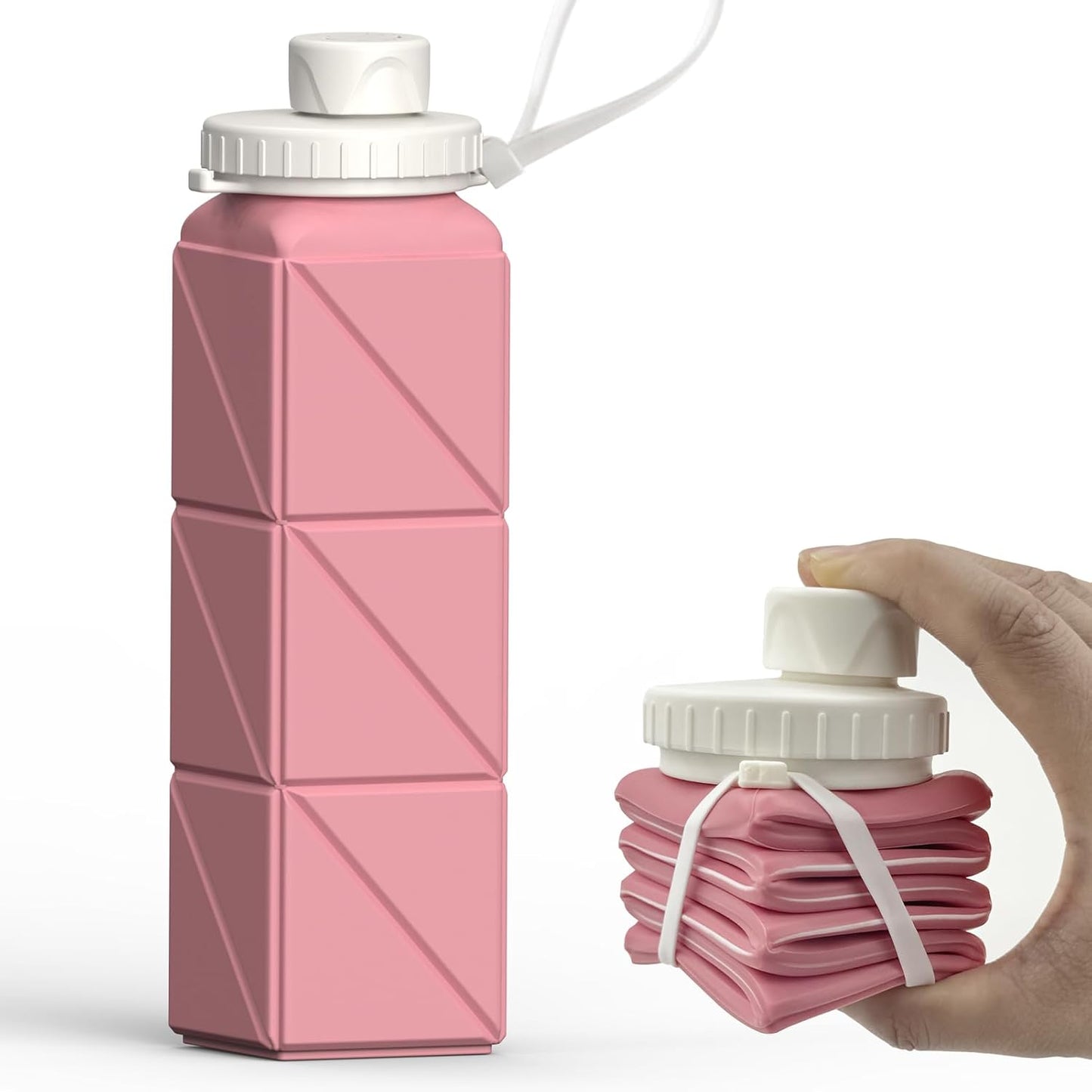 Avelena | Zusammenklappbare Silikonflasche – 610ml, Auslaufsicher & Tragbar