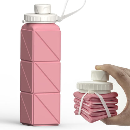 Avelena | Zusammenklappbare Silikonflasche – 610ml, Auslaufsicher & Tragbar