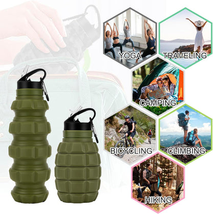 Avelena | Zusammenklappbare Reise-Wasserflasche - 575 ML Wiederverwendbares Silikon