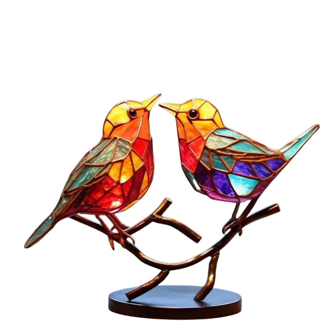 Avelena | ColorBirds - Bunte Vögel auf Zweig Dekorative Skulptur