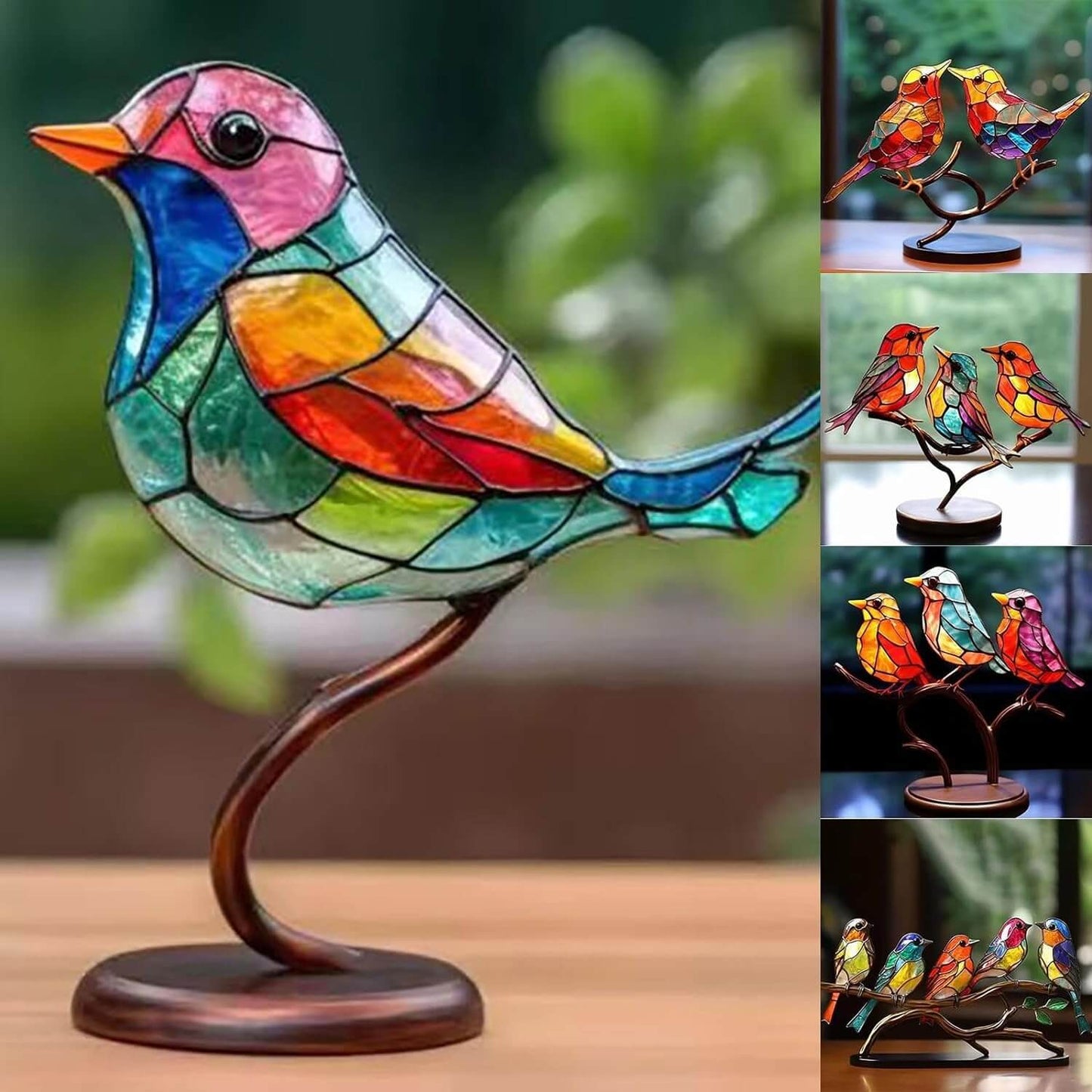Avelena | ColorBirds - Bunte Vögel auf Zweig Dekorative Skulptur