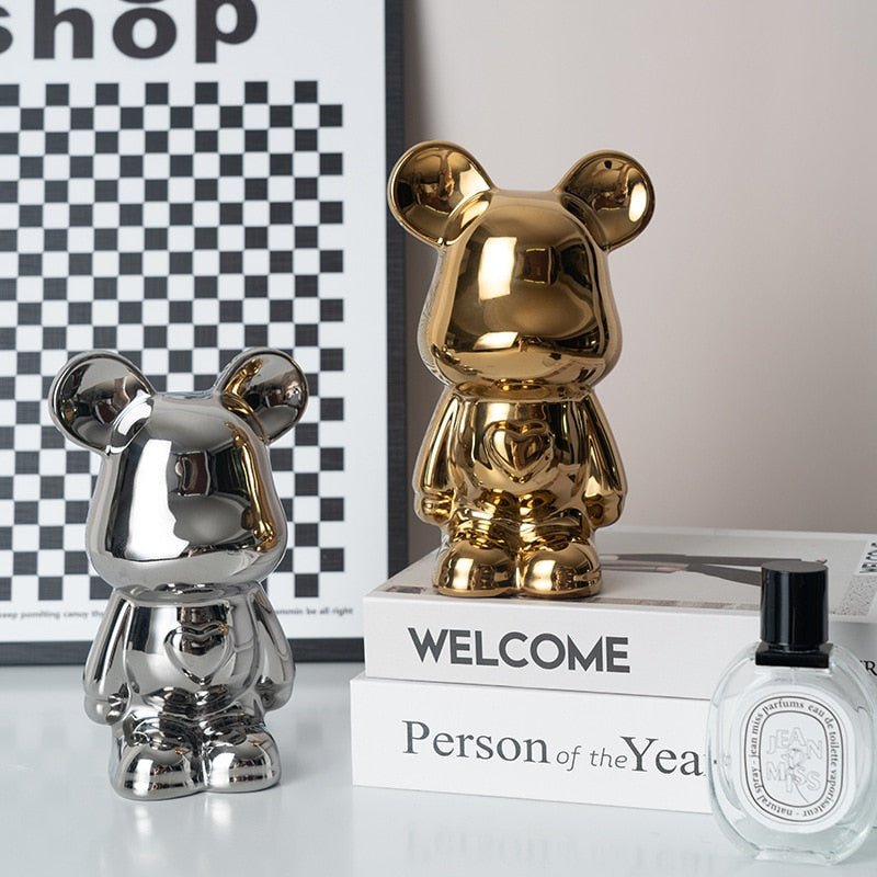 Avelena | Bunte Keramikbären-Skulptur und Statue Sparschwein Schreibtischornament