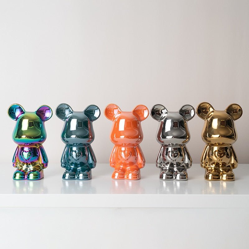 Avelena | Bunte Keramikbären-Skulptur und Statue Sparschwein Schreibtischornament