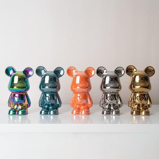 Avelena | Bunte Keramikbären-Skulptur und Statue Sparschwein Schreibtischornament