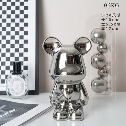 Avelena | Bunte Keramikbären-Skulptur und Statue Sparschwein Schreibtischornament