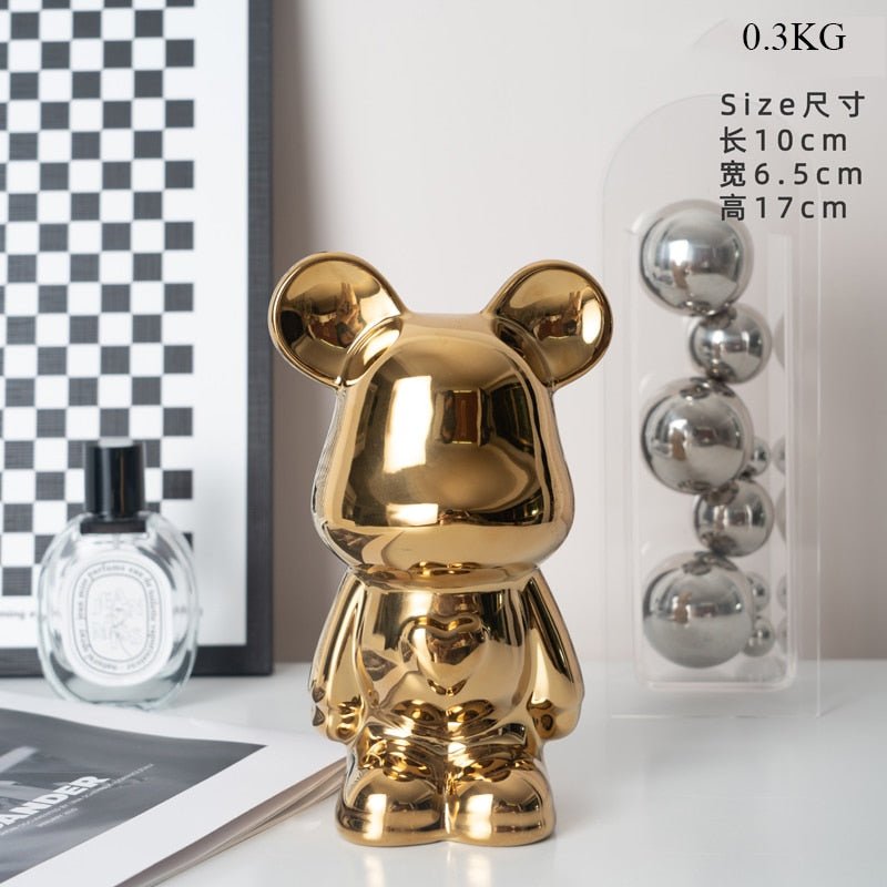 Avelena | Bunte Keramikbären-Skulptur und Statue Sparschwein Schreibtischornament