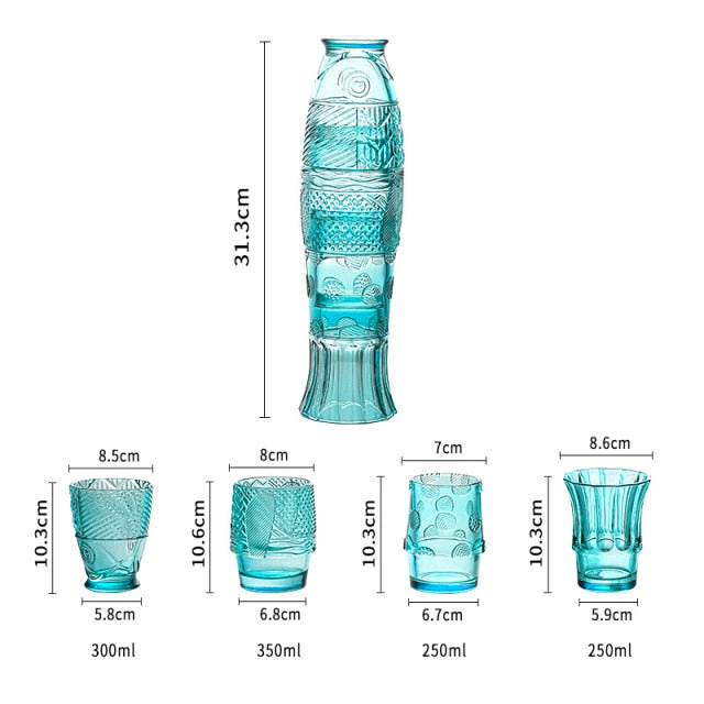 Avelena | Farbiges Glasbecher-Set in Koi-Fischform - Schlussverkauf
