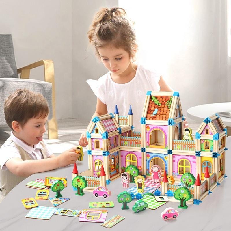Avelena | Wooden Dollhouse Building Toy Set