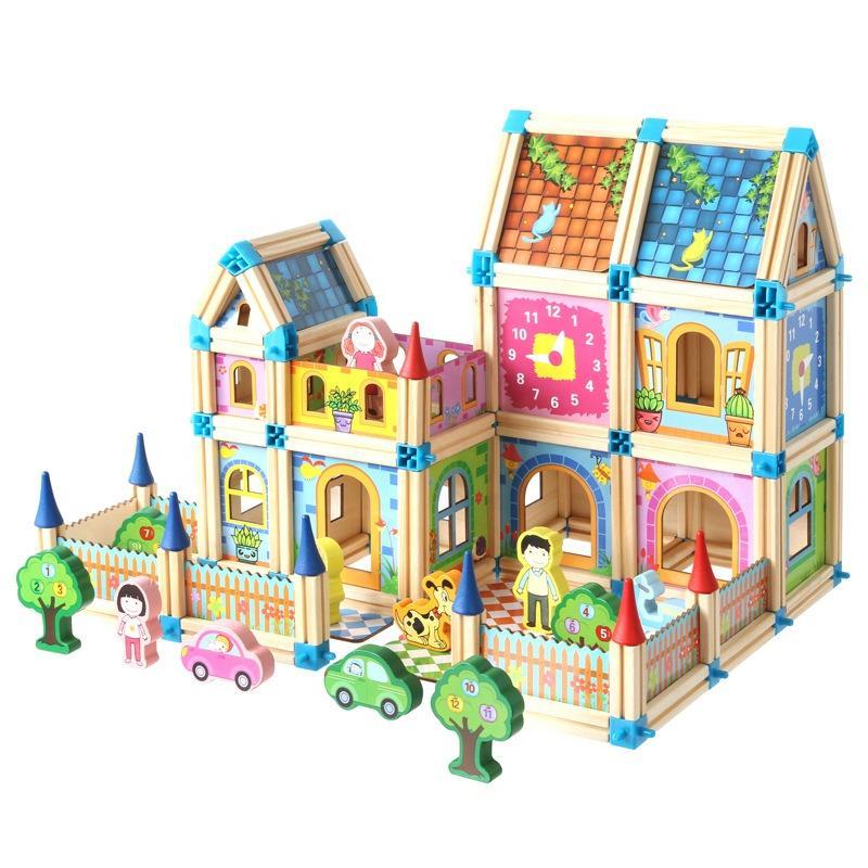 Avelena | Wooden Dollhouse Building Toy Set