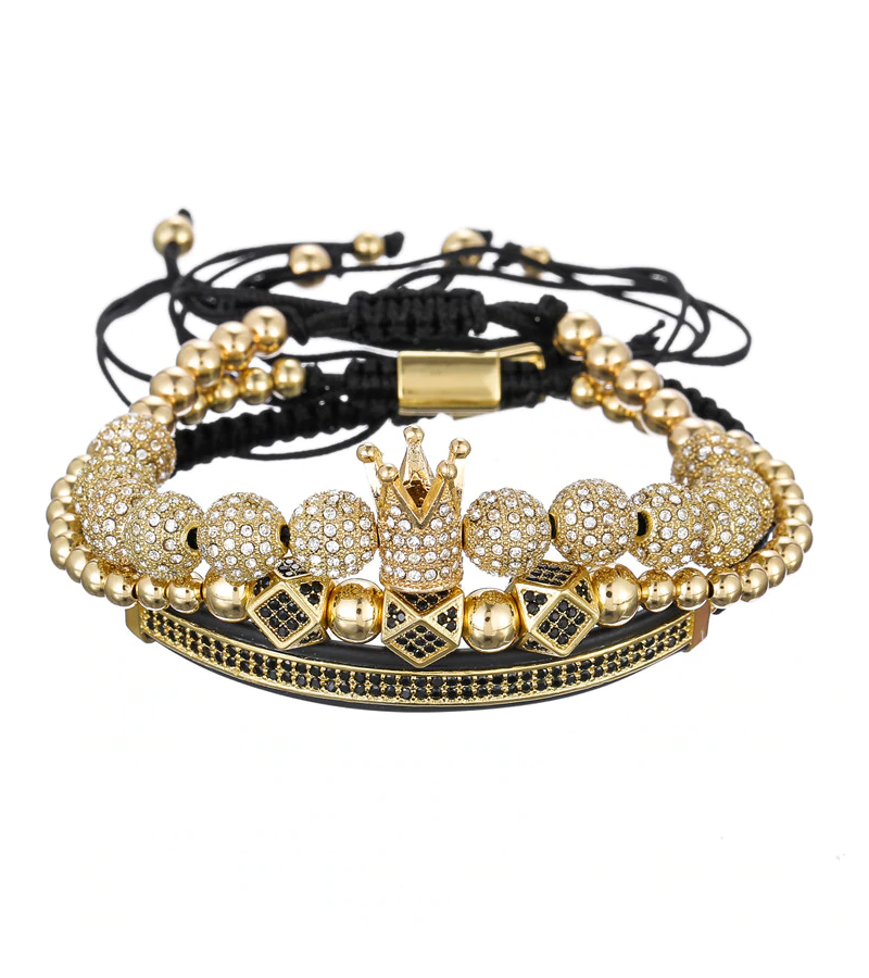 Avelena | Fühle Dich Wie Ein König Luxus Krone Kristall Perle Drei Schichten Armband