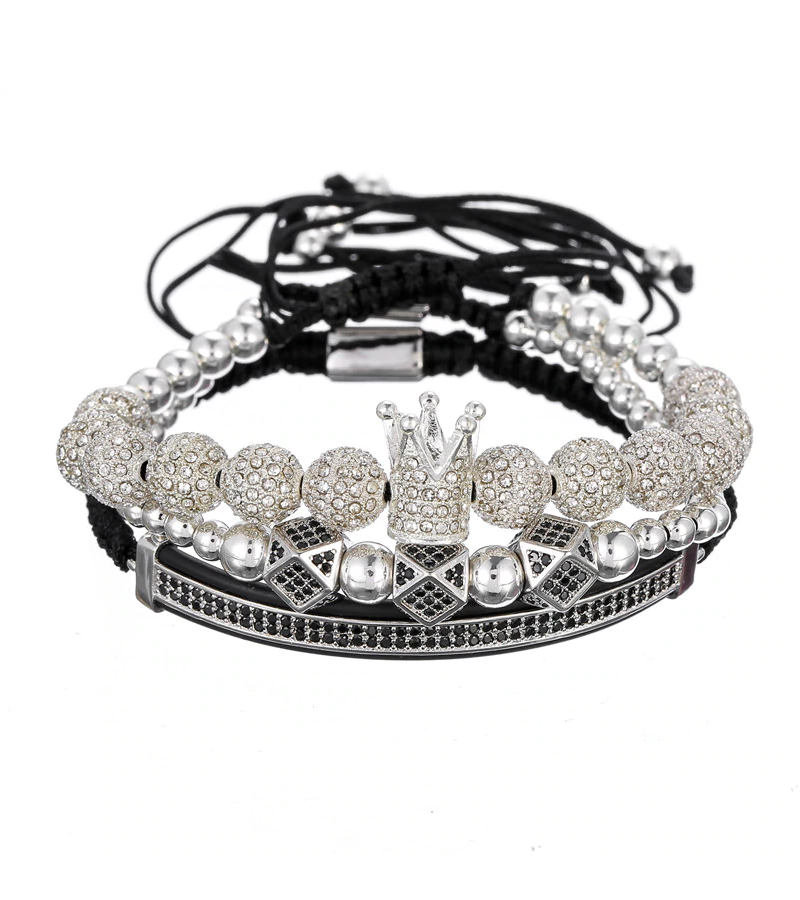 Avelena | Fühle Dich Wie Ein König Luxus Krone Kristall Perle Drei Schichten Armband