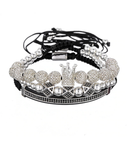 Avelena | Fühle Dich Wie Ein König Luxus Krone Kristall Perle Drei Schichten Armband