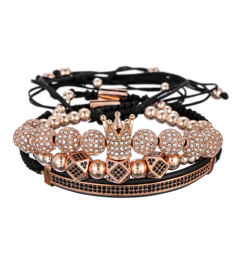 Avelena | Fühle Dich Wie Ein König Luxus Krone Kristall Perle Drei Schichten Armband