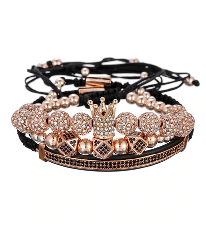 Avelena | Fühle Dich Wie Ein König Luxus Krone Kristall Perle Drei Schichten Armband