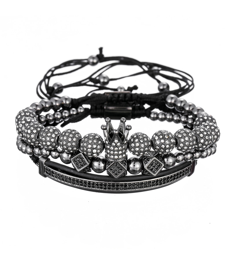 Avelena | Fühle Dich Wie Ein König Luxus Krone Kristall Perle Drei Schichten Armband