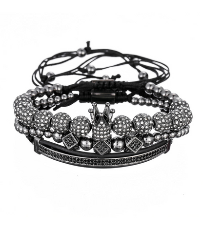 Avelena | Fühle Dich Wie Ein König Luxus Krone Kristall Perle Drei Schichten Armband
