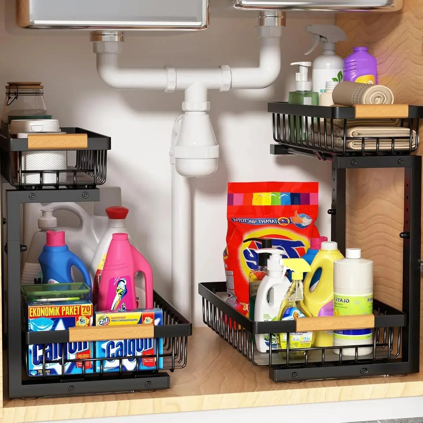 Avelena | Curcura – Heavy-Duty verstellbarer Stahl Unter-Sink-Organizer für Küche & Bad