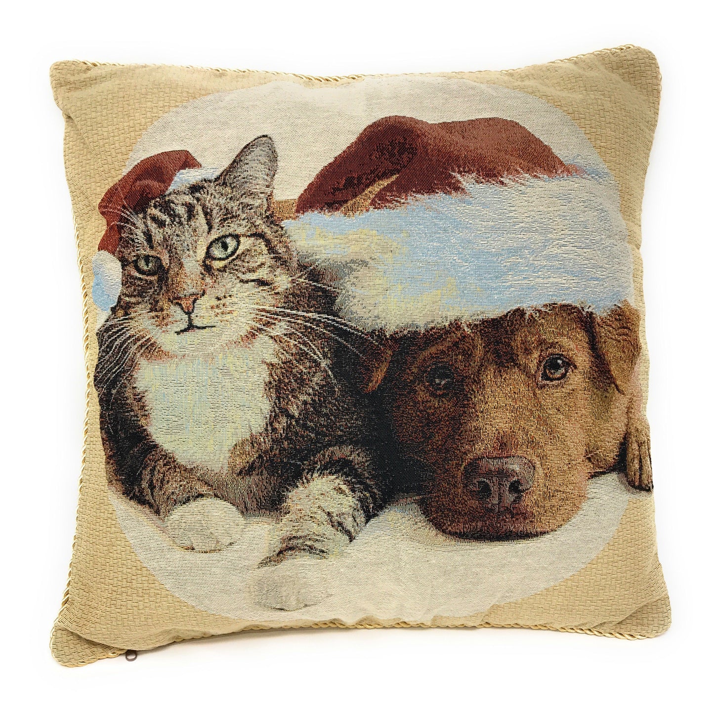 Avelena | Best Friend Pets Hund und Katze Weihnachten Wandteppich Gewebter Wurfkissenbezug