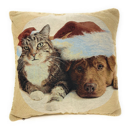 Avelena | Best Friend Pets Hund und Katze Weihnachten Wandteppich Gewebter Wurfkissenbezug