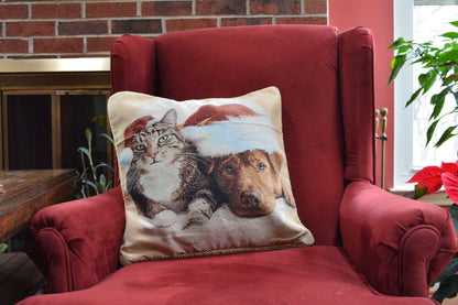 Avelena | Best Friend Pets Hund und Katze Weihnachten Wandteppich Gewebter Wurfkissenbezug