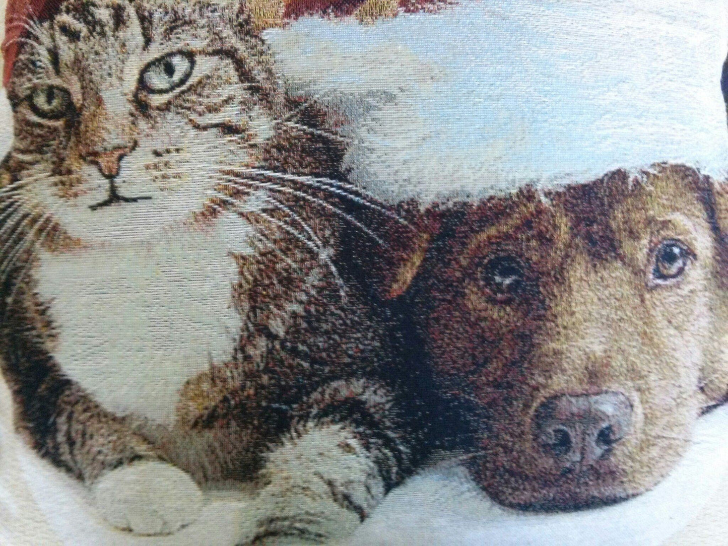 Avelena | Best Friend Pets Hund und Katze Weihnachten Wandteppich Gewebter Wurfkissenbezug