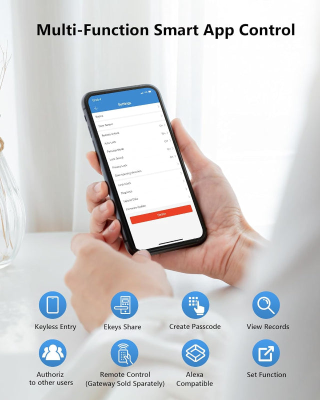 Avelena | Wifi Smart Locks Mit Schlüsselfreiem Zugang, App-Steuerung, Touchscreen-Tastatur, Automatische Verriegelung