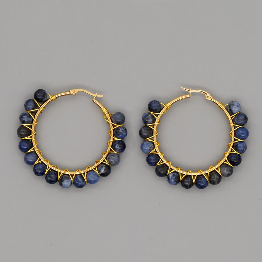 Avelena | Boho natürliche Kristalle große Hoop Ohrringe Sanne