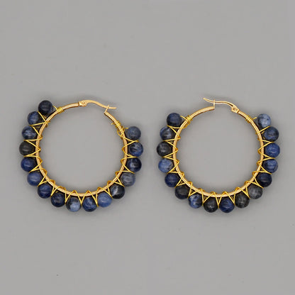 Avelena | Boho natürliche Kristalle große Hoop Ohrringe Sanne