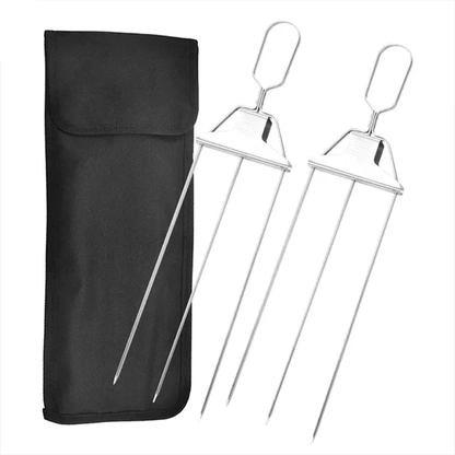 Avelena | Edelstahl 3-zinkige BBQ Grillspieße