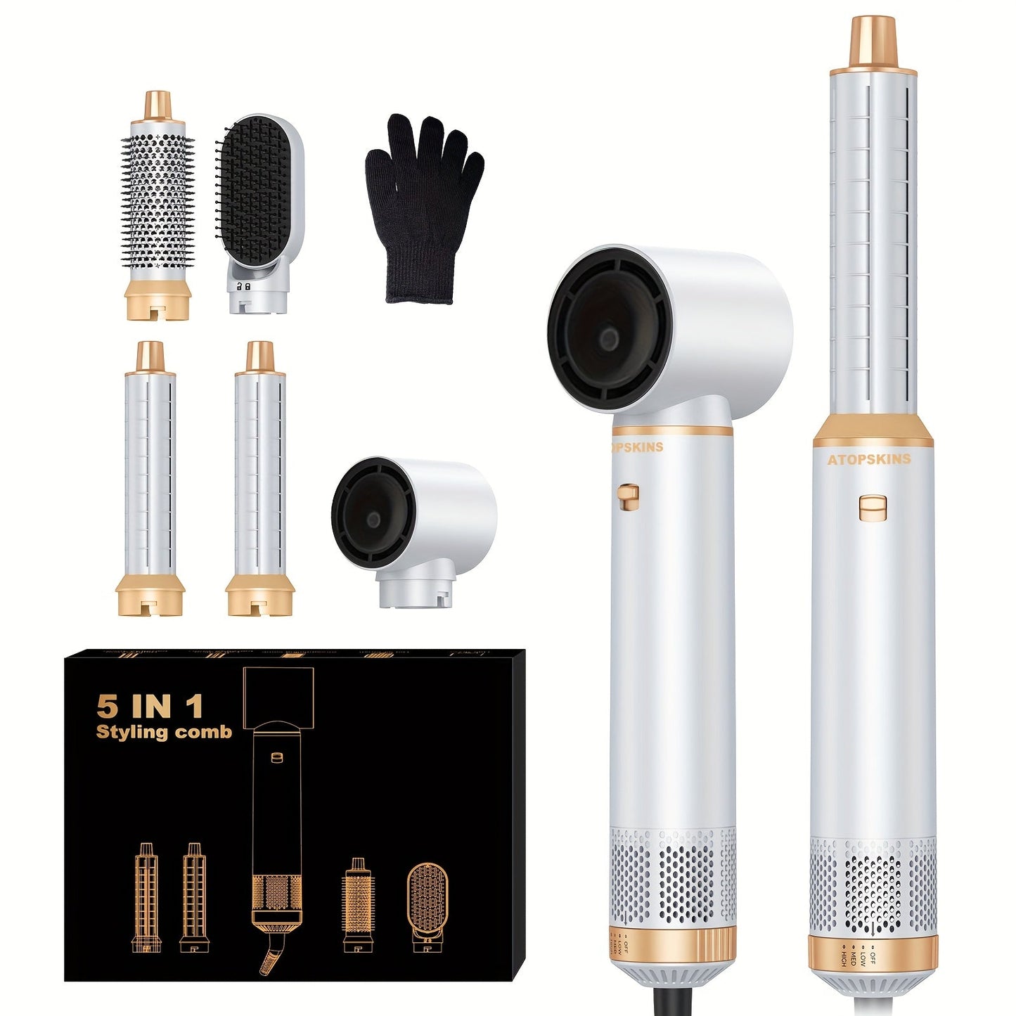 Avelena | CurlMate | 5-in-1 Haartrockner & Multistyler für perfekte Locken und glattes Haar