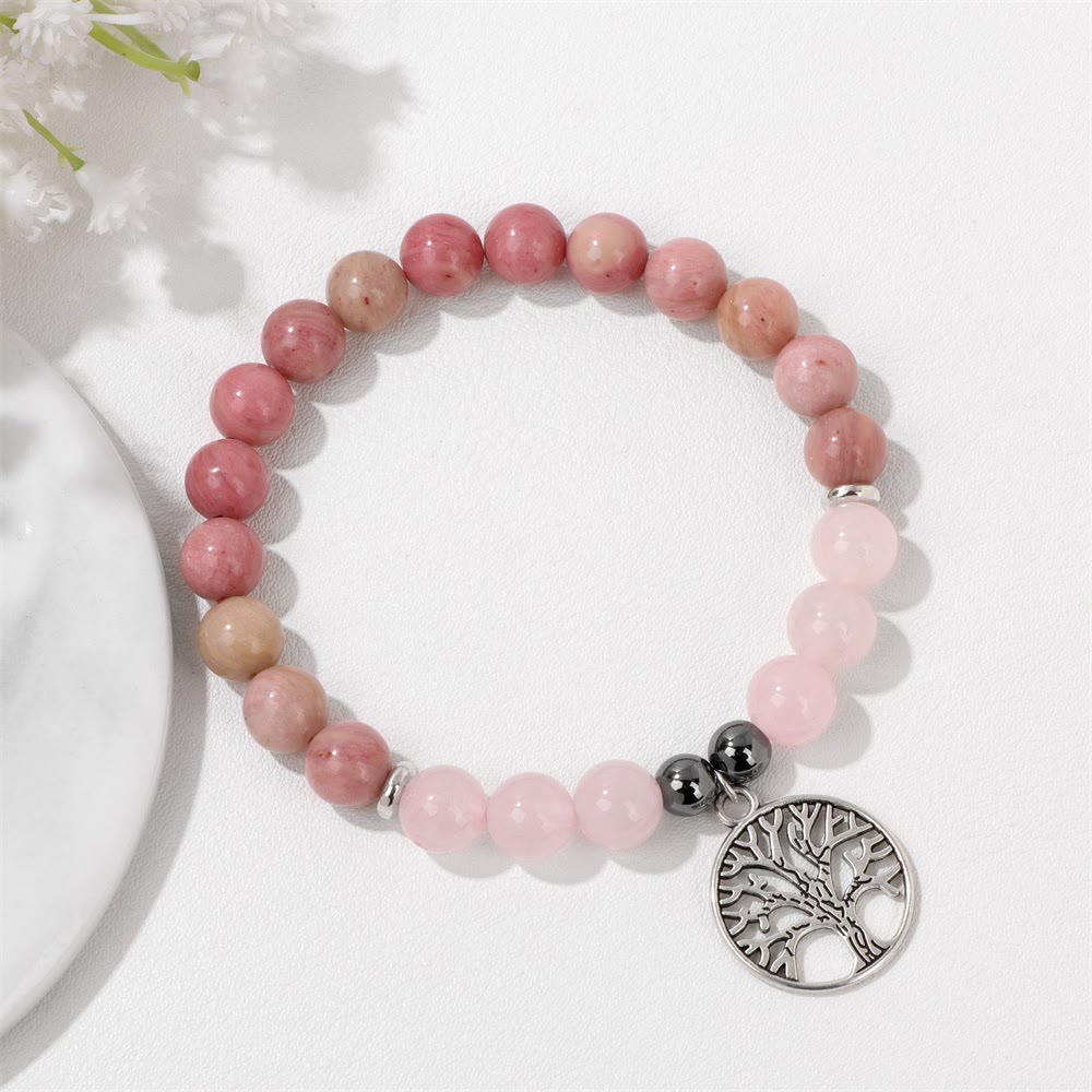 Avelena | Mila Armband mit Natürlichen Kristallen und Lebensbaum Design
