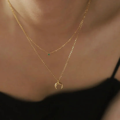 Avelena | Grüne Diamant Doppelte Halbmond Halskette Selina